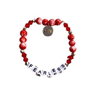 Bracelet | FEARLESS Red White Beads New With Tags Love Charm Stretchy